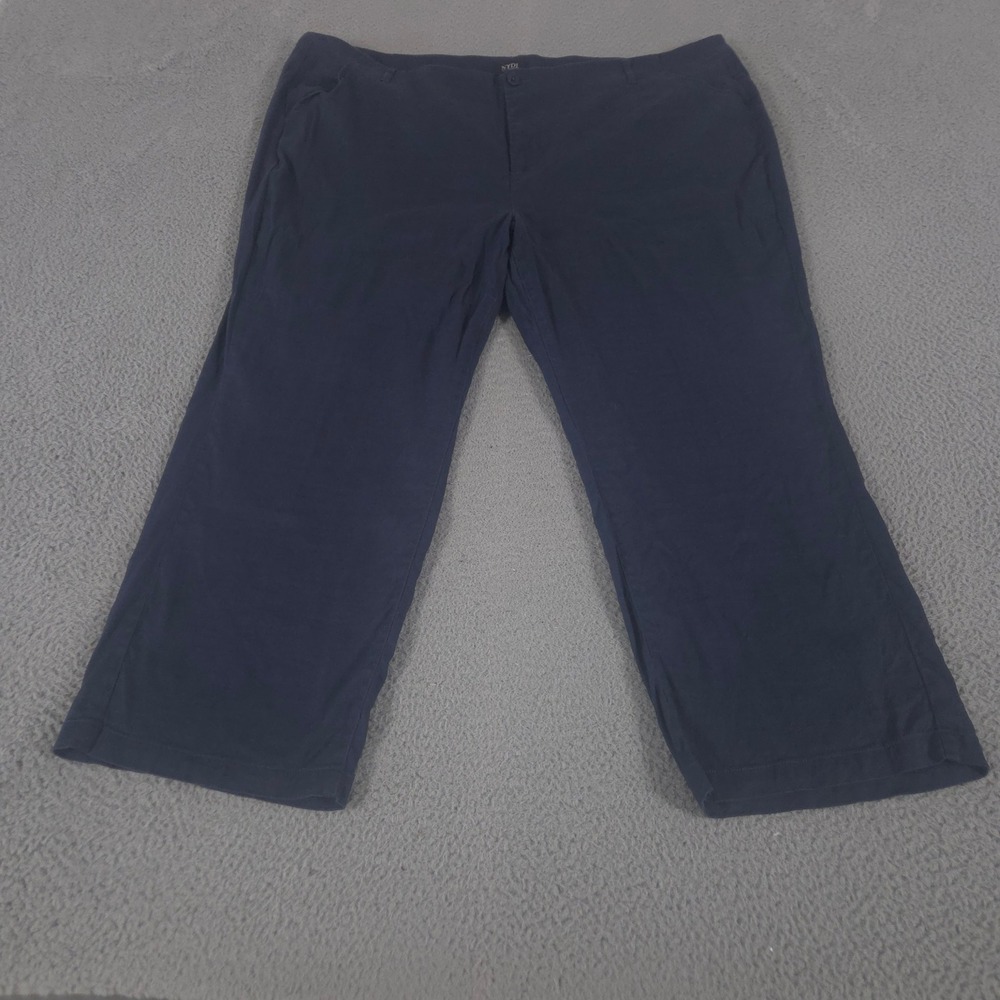 NYDJ Pants Womens 22W Blue Marilyn Ankle Straight Leg Linen Blend Lift Tuck